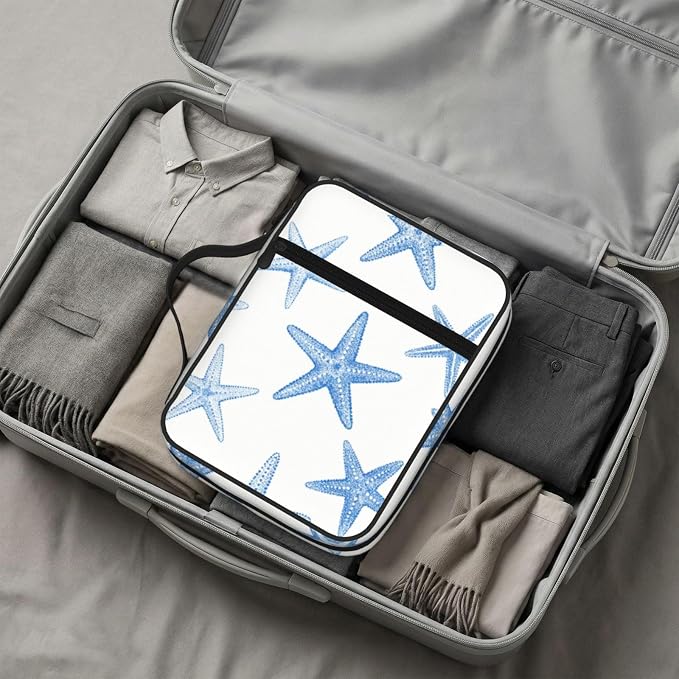 Summer Beach Starfish Ocean Blue and White Bible Cover Case Carrying Book Protector Case Bible Study Supplies Accessories Holder Case Christian Gift for Women Men