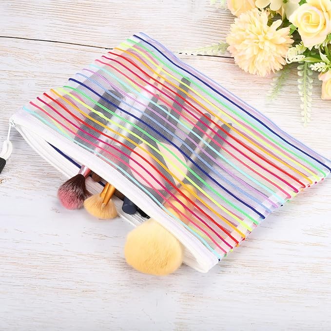 PATIKIL Mesh Zipper Pouch, 12 Pack Nylon A5 Size Pen Pencil Case Document Toiletry Cosmetic Makeup Zipper Travel Pouch Organizer for Office, White