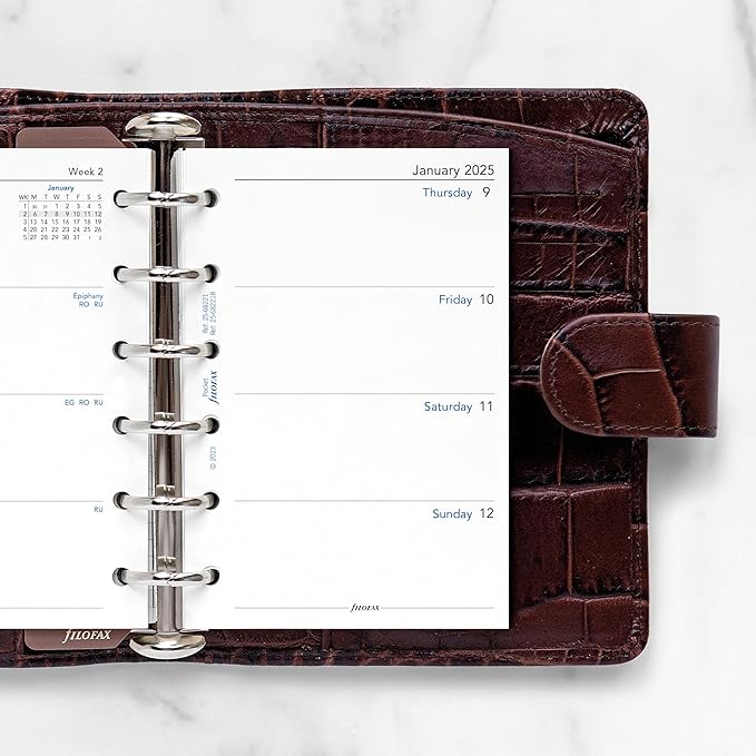Filofax Calendar Diary Refill, Pocket Size, Week-to-View, White Paper, Unruled, English, 2025 (C68221-25)