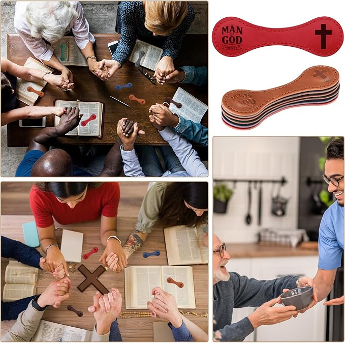 Skyygemm Christian Magnetic Bookmark for Men Bulk Man of God Leather Bookmark Religious Page Markers Scripture Book Markers for Priest Church Father's Day Gift(12 Pcs)