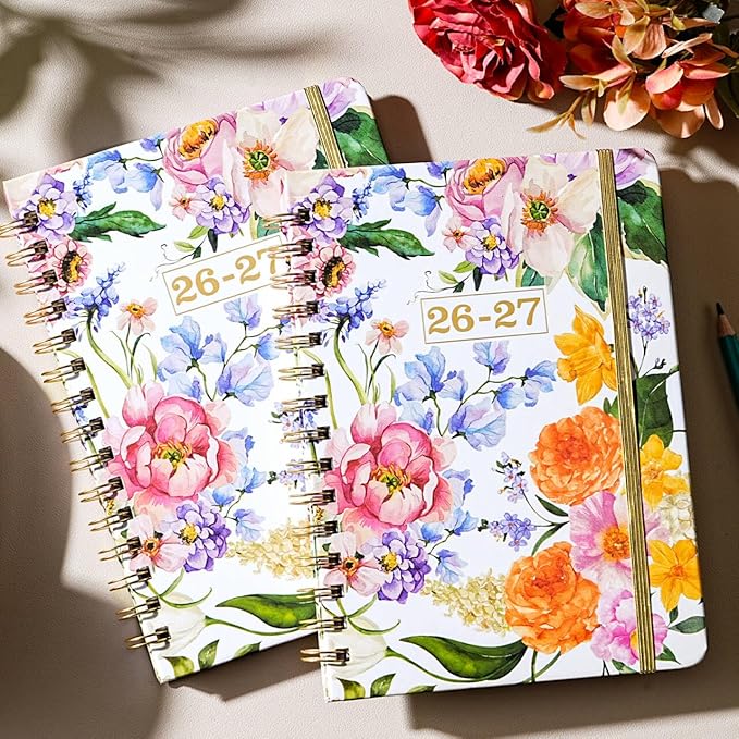 Planner 2026-2027 - Academic Planner 2026-2027, July 2026 - June 2027 Planner Weekly and Monthly Academic Year Planner Calendar, 8.4" x 6.3",Colorful Tabs, Elastic Closure, Back Pocket, Floral