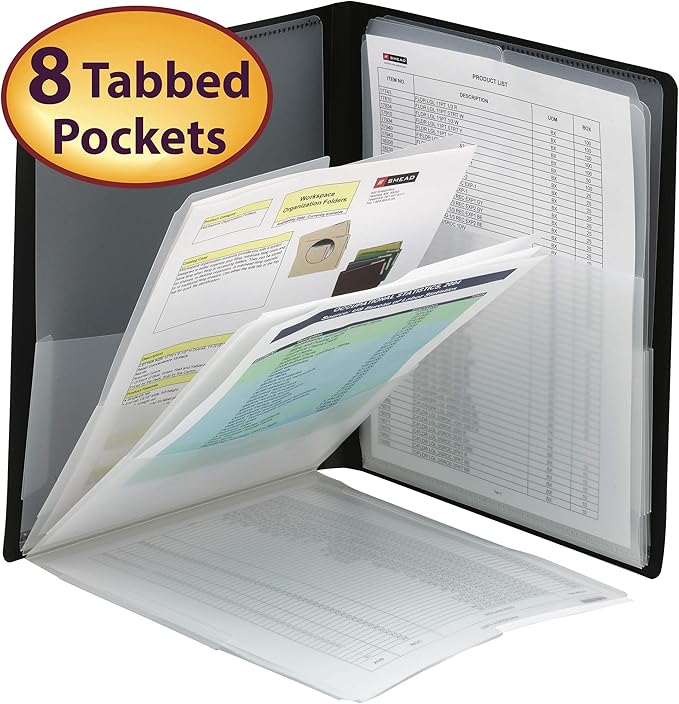 Smead Organized Up Multi Pocket Organizer, Eight Pockets, Letter Size, Black (Pack of 10)
