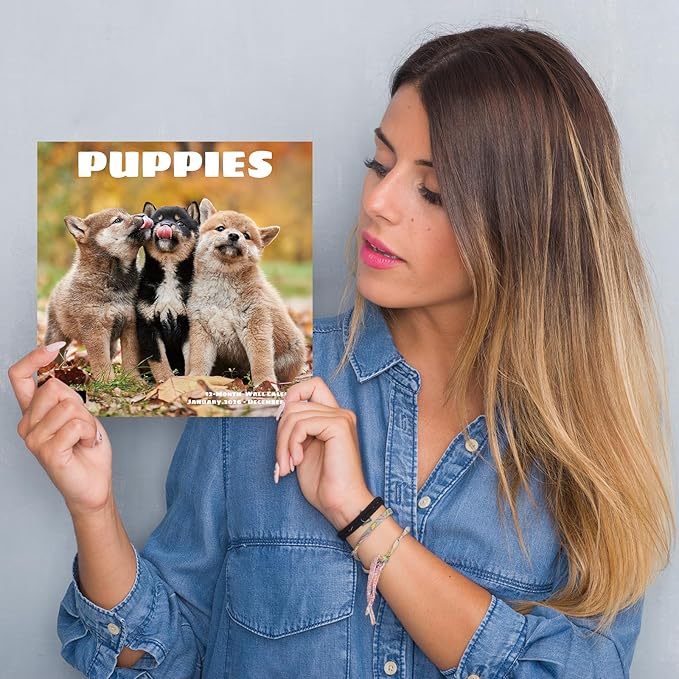 2026 Wall Calendar,Calendar 2026,Puppy Monthly Wall Calendar, 12" x 24" Open,Family Planner Calendar Organizer with Cute Puppy Images, for Puppies Dogs Lovers