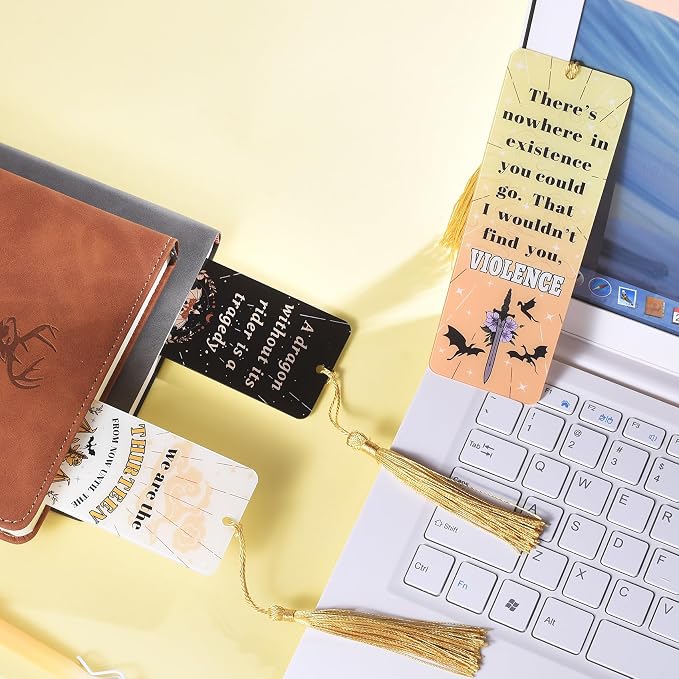 LParkin 3PCS Bookish Merch Fourth Wing & Throne of Glss Dragon Acrylic Bookmarks for Men, Unique Dragon Bookmark Collection, Bookish Gifts for Book Lovers, Page Markers for Bookworms