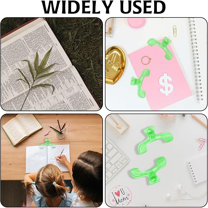 2Pcs Page Holders for Reading, Multifunctional Portable Book Clip Holders Practical Transparent Book Reading Accessories, Book Page Holders for Home School Office Books Magzines Notebook Supplies