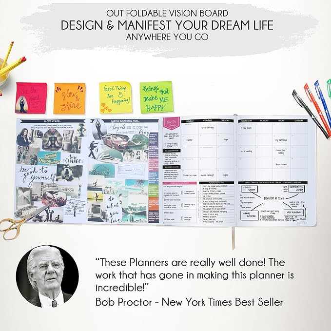 Deluxe 2026 Planner Weekly and Monthly | Law of Attraction Planner with Productivity App | 12-Month for Productivity, Gratitude & Goal Setting | Includes Foldable Vision Board, Gift Box & Stickers