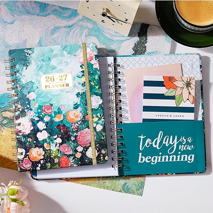 2026-2027 Planner - July 2026 - June 2027, Weekly Monthly Planner 2026-2027 with Colorful Tabs, 6.3" x 8.4", Floral, Twin-Wire Binding