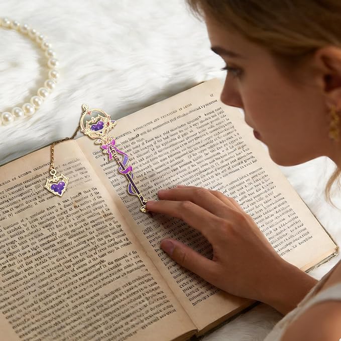 4 PCS Fantasy Wand Bookmarks, Magic Metal Book Marks for Reading Women, Girls, Birthday Christmas Gifts