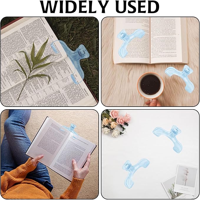 2Pcs Strong Book Clip Transparent Blue Book Page Holder Clips, Page Holders Book Reading Opener Accessories, Multifunctional Practical Book Clips Transparent Portable Reading Book Page Holders