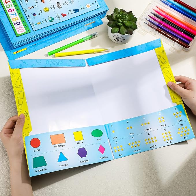 Crtiin Homework Folder for Primary School Students Resource File Folder Organizer Figure Alphabet Cute Folder Portable Aesthetic Document Organizer for Classroom Paper, 11.8 x 9.84 Inch (24 Pcs)