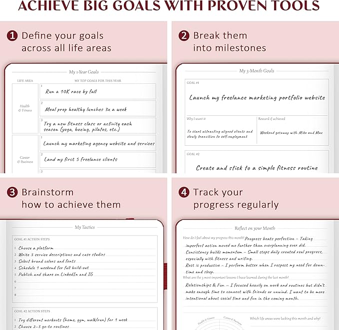 Legend Planner Jan 2026 – Jan 2027 Dated Weekly & Monthly Planner to Hit Your Goals, Increase Productivity & Live Happier. Organizer Notebook & Productivity Journal. A5 Hardcover (Wine Red)