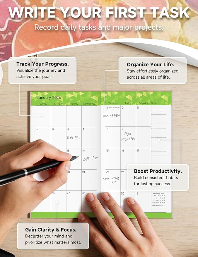 Pocket Calendar 2026-2028 Floral Series, Monthly Planner Jan 2026 to Jul 2028 (3.7" x 6.7") Perfect Purse Calendar, Pocket Agenda with Protective Plastic Sleeve-Color Floral
