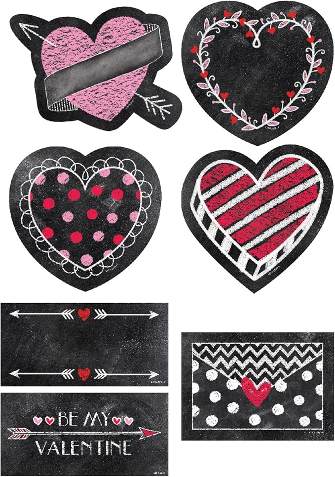 Creative Teaching Press Incentives, Wall Décor Chalk Hearts Cut Outs, 6", CT 6076