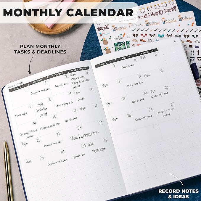 Clever Fox Ultimate Achiever’s Goal Planner - Focus & Productivity 90 Day Journal. Undated Daily Weekly Monthly Planner Organizer & Hourly Schedule Notebook - Hardcover, A5 Size, Navy Blue