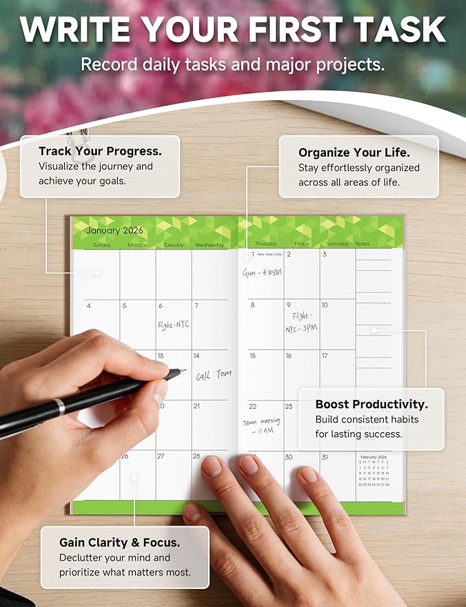 Pocket Calendar 2026-2028 Animal Series, Monthly Planner Jan 2026 to Jul 2028 (3.7" x 6.7") Perfect Purse Calendar, Pocket Agenda with Protective Plastic Sleeve- Blossom Cat