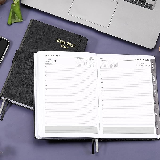 2026-2027 Appointment Book & Planner - Jul 2026 - Jun 2027, Daily Hourly Planner, 5.75" X 8.25", 60-Minute Interval, Faux Soft Leather Cover, Premium Paper, Academic Planner, Pen Holder, Inner Pocket
