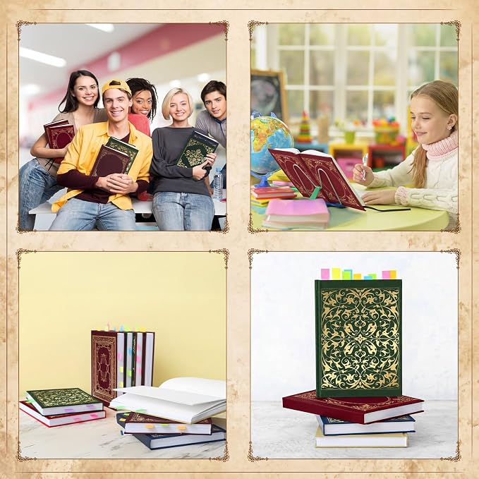 Gilprop 6 Pack Vintage Book Cover 9 x 11 in Jumbo Stretchable Book Cover for Most Hardcover Fabric Reusable Washable Protective Covers for Textbooks(Multicolor)