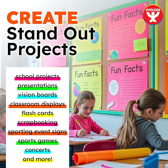 Hygloss Medium Poster Board 11x14 - 25 Neon Yellow Single Color Poster Boards Bulk Pack - 10 Pt. Thickness Colored Poster Board Paper for Projects, Signs, Displays - Posterboard Multipack 11" x 14"