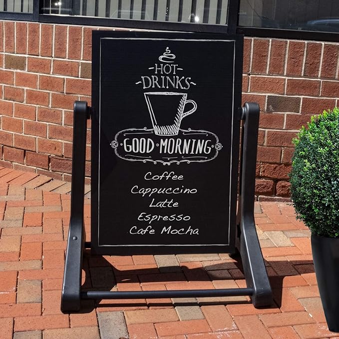 Excello Global Products 24"x36" Replacement Changable Letter Message Board for Swinging Signs. Includes Bonus Black Chalkboard. Compatible with 4 3/8" High Letters.
