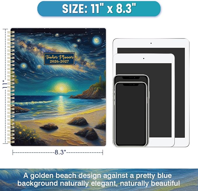 Teacher Planner 2026-2027 - Teacher Lesson Planner 2026-2027, 9" x 11", Jul.2026 - Jun.2027, Weekly & Monthly Lesson Plan Book for Teachers with Back pocket, Colorful Tabs