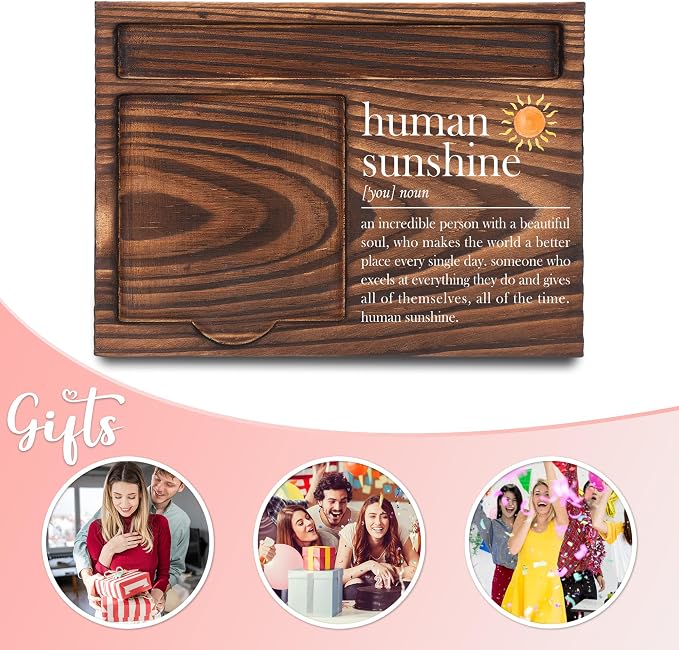 Human Sunshine Gifts, Appreciation Gifts, Thank You Gifts, Sticky Note Holder, Post-it Note Dispenser for Desk, Wooden Post-it Note & Pen Holder 6.5" x 4.7" - FTA106