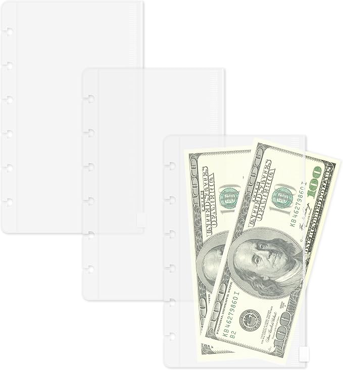 Discagenda Clear Zip Pocket Pouch Personal (3.7x6.7in) Size, 3 Pack for Discbound Planner Personal Organizer