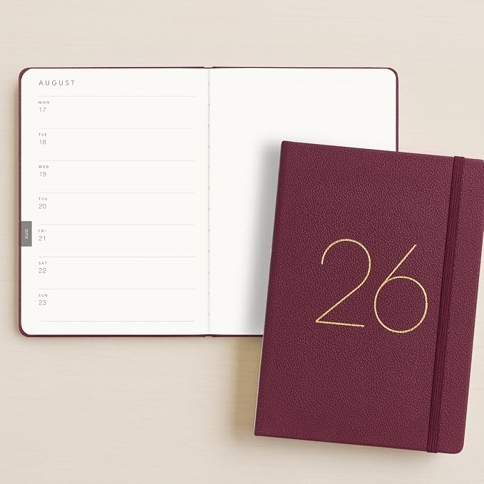 And Per Se 2026 Planner, 15 Months Hardcover Daily, Weekly & Monthly Planner, A5 size, 100GSM Thick Paper, Back Pocket, 5.7" x 8"(Dark Red)