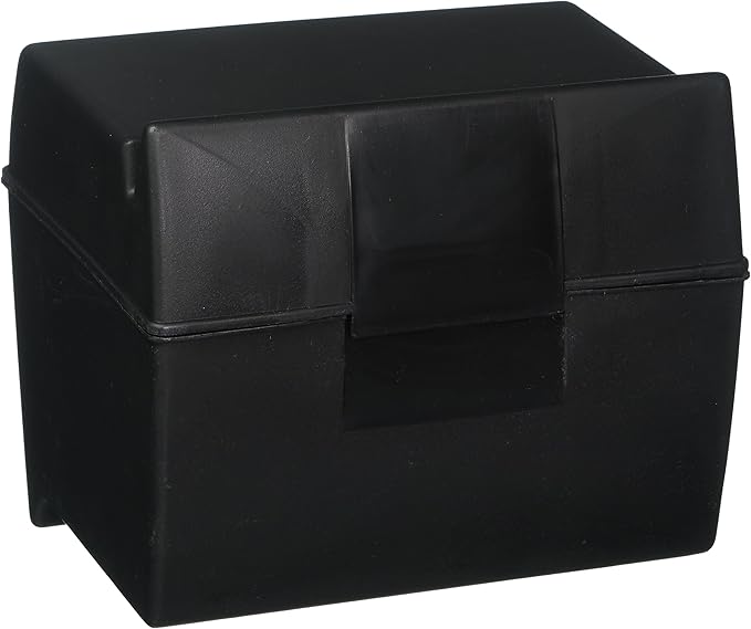 Oxford 01461 4" X 6" Black Plastic Index Card Flip Top File Box
