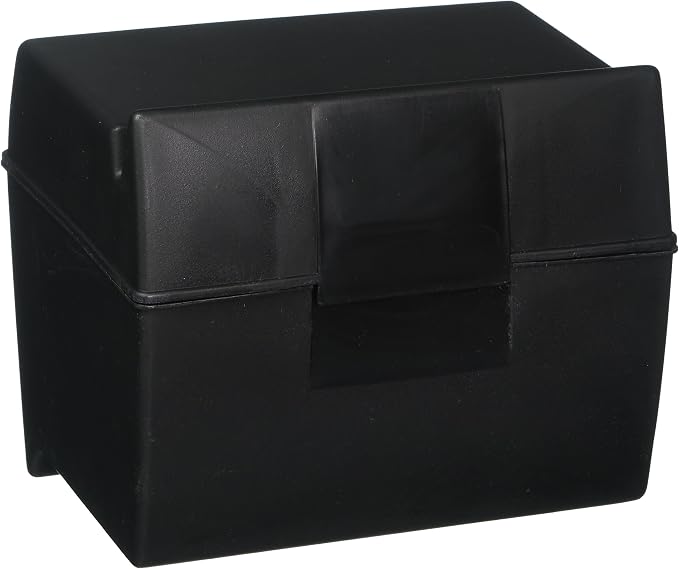 Oxford 01461 4" X 6" Black Plastic Index Card Flip Top File Box