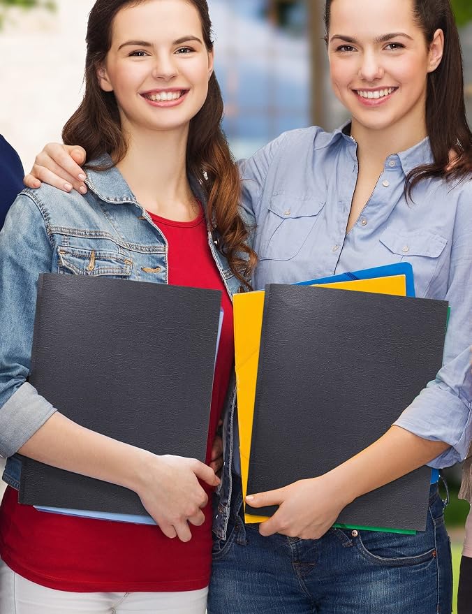 SUNEE 2 Pocket Folders with Prongs (100 Pack, Black), Paper Folders with 2 Pockets and 3 Prongs Fit Letter Size Paper, Folders with Prongs for School Office Home Business