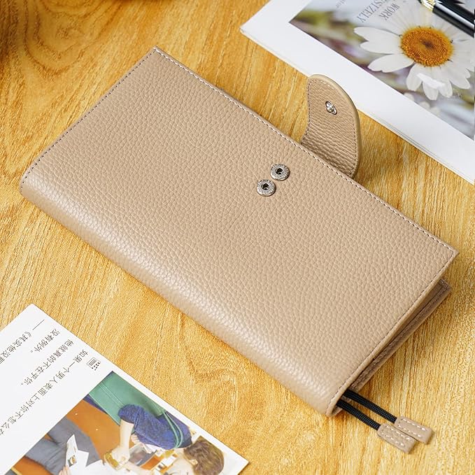 Moterm Leather Cover for Hobonichi Weeks - Fits Hobonichi Weeks/Weeks Mega, with Back Pocket (Pebbled-Taupe)