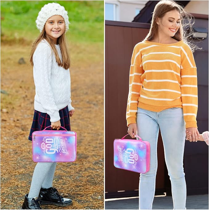 ICOSY Bible Cover Case for Women Girls Kids Bible Bag Case with Handle Kids Girls Bible Study Accessories Supplies
