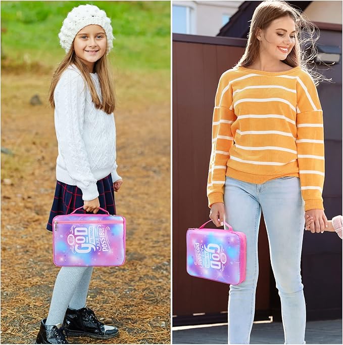 ICOSY Bible Cover Case for Women Girls Kids Bible Bag Case with Handle Kids Girls Bible Study Accessories Supplies