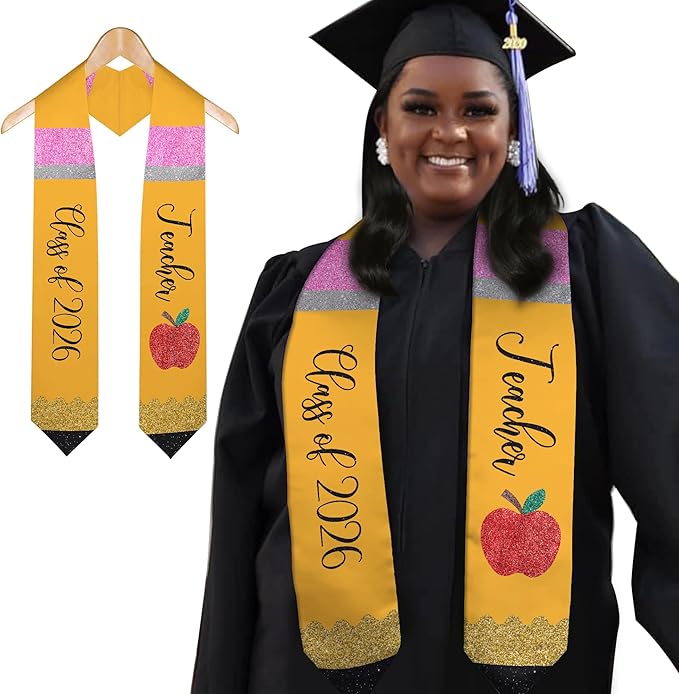 MDPrints Global Customized Graduation Stole Class Of 2026, Personalized Pencil Stole for Teacher, Gift For Graduation