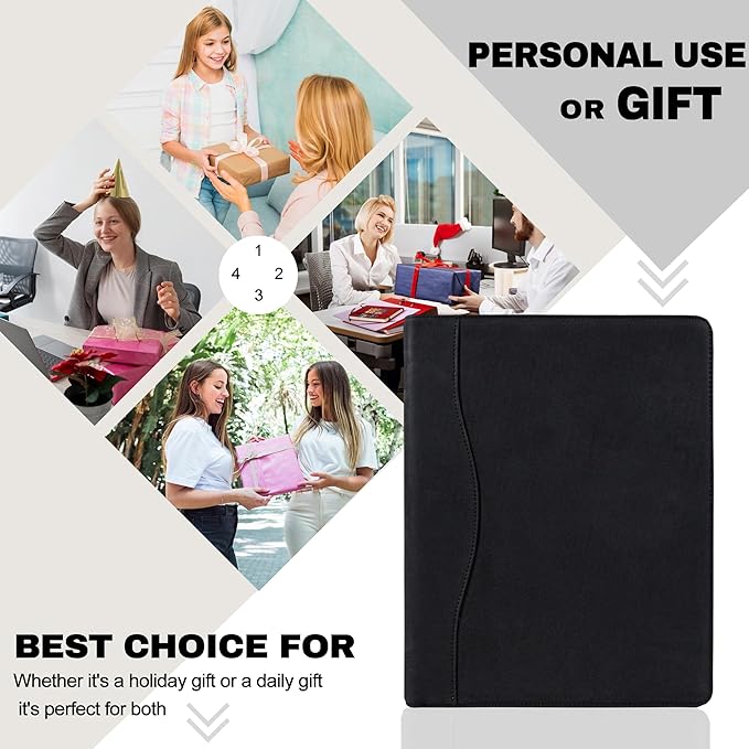 AZXCG Portfolio Binder, Genuine Leather Portfolio for Men and Women,Legal Pads Padfolio, Resume Folder with Card Holder,Business Padfolio for Meetings and Interviews,Gift for Valentine's Day