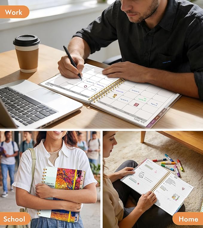 Academic Planner 2026-2027, Weekly and Monthly Calendar Planner from July 2026 - June 2027, 8.5" x 11" A4 Large Daily Agenda Book with Tabs, Flexible Cover, College School Organizer for Student Teacher, Autumn Woods
