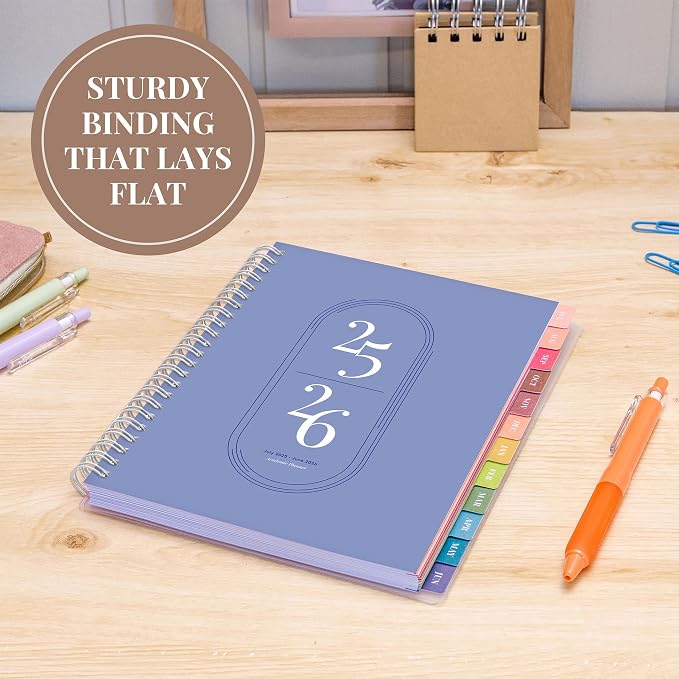 Rileys Academic Planner 2025-2026, Daily, Weekly & Monthly Planner, July 2025 - June 2026, Student Notes Pages, Twin-Wire Binding, Weekly Agenda for School & Work (8 x 6-Inches, Blue)