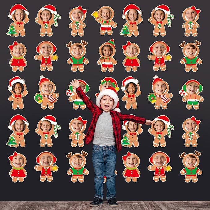 80Pcs Christmas Gingerbread Photo Cutouts Xmas Paper Decorations Bulletin Board Christmas Gingerbread Man Paper Cut-Outs Classroom Decor for Photo DIY Craft Classroom Home Winter Party Favor Supplies