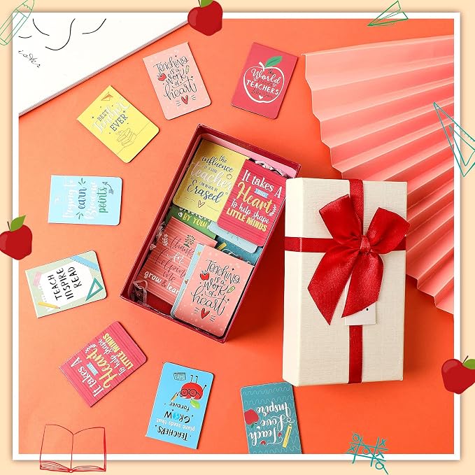 Zonon 120 Pcs Teacher Magnetic Bookmarks Teacher Appreciation Gifts Bulk Thank You Gift from Students Appreciation Bookmarks Inspirational Page Clips for Christmas Teachers Day Graduation Gifts