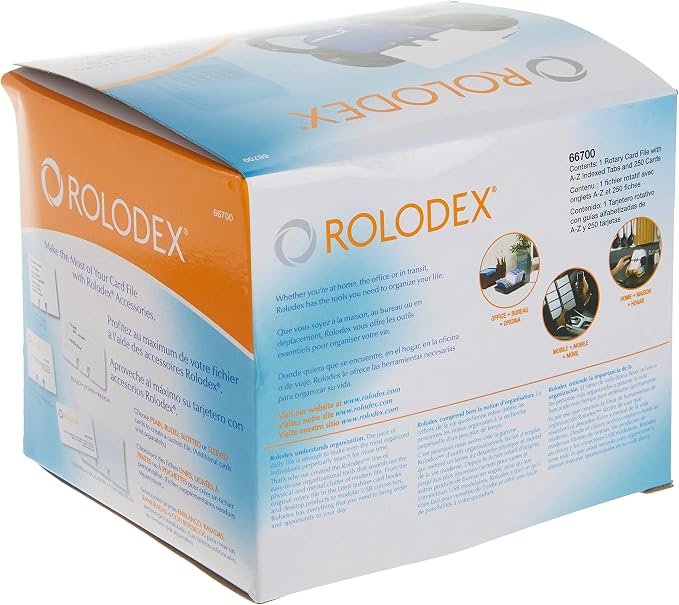 Rolodex MINI Rotary Card File, 1-3/4" x 3-1/4" Card Size, 250 Small Cards, Black - Compact Size, Perfect for Writing Names and Numbers (Pack of 4)