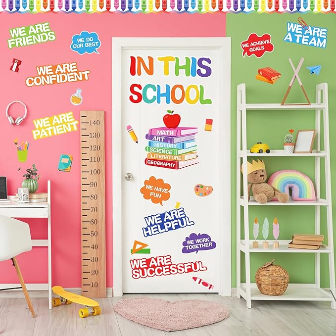 Motivational Bulletin Board Set Colorful Classroom Affirmation Station Bulletin Board in This School Cutouts Back to School Elementary Home Wall Door Decor