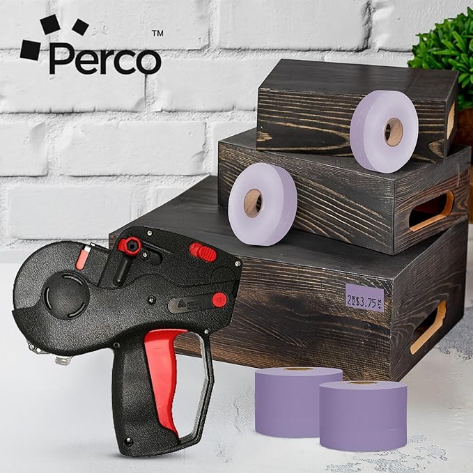 Perco Lavender Pricing Labels for Monarch 1131 Price Gun – 8 Sleeves, 64 Rolls Value Pack - 160,000 Price Marking Labels – with Ink Rolls Included