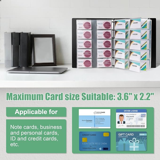 MyLifeUNIT Business Card Book, Name Card Holder Book with 600 Business Cards Capacity, Credit Card Book File Storage (Black)