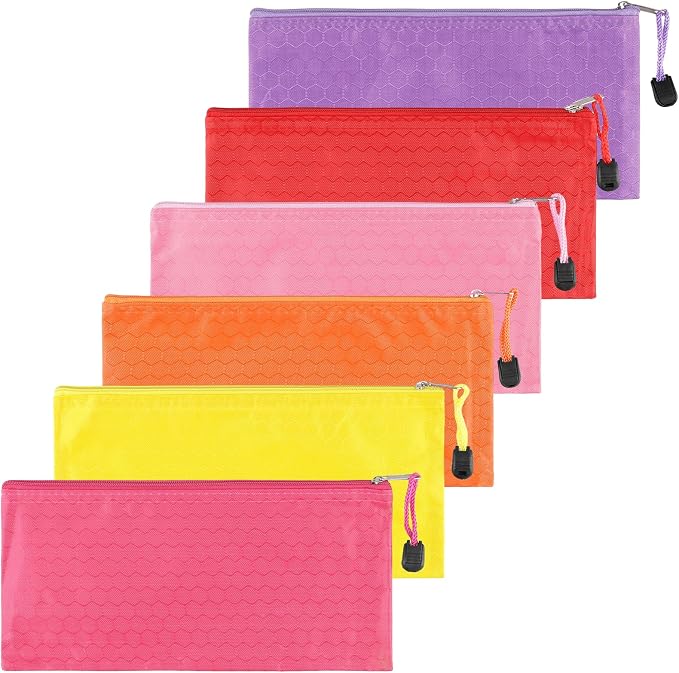 72pcs Waterproof Zipper Pencil Pouches, 9.3x4.5 Inches Bill Size, 12 Colors for Office Supplies Organization Travel Accessories Storage