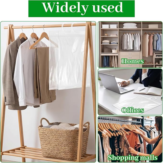40 Pack Hanging Storage Bags, Large Hook Clear Plastic Bags for Classroom, Library, and Pharmacy Use (13 x 15 Inch)