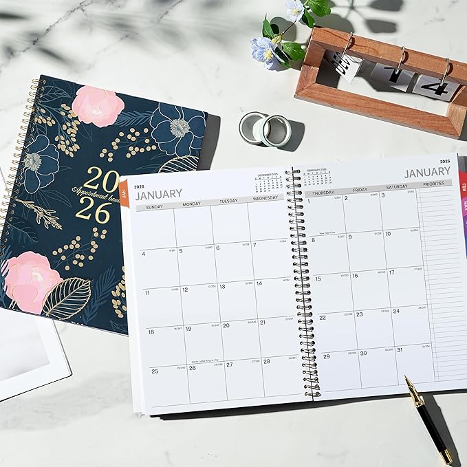 2026 Appointment Book - January 2026 - December 2026, Weekly Appointment Book 2026, 9"x11", 2026 Hourly Planner with 30-Minute Interval, Colorful Monthly Tabs, Back Pocket