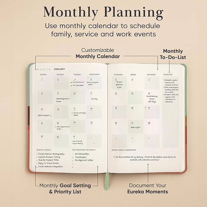 2026 Planner, Daily Journal & Gratitude Journal All-In-One with To Do List, Self Care Prompts & Habit Tracker - 7 x 10 - Morning