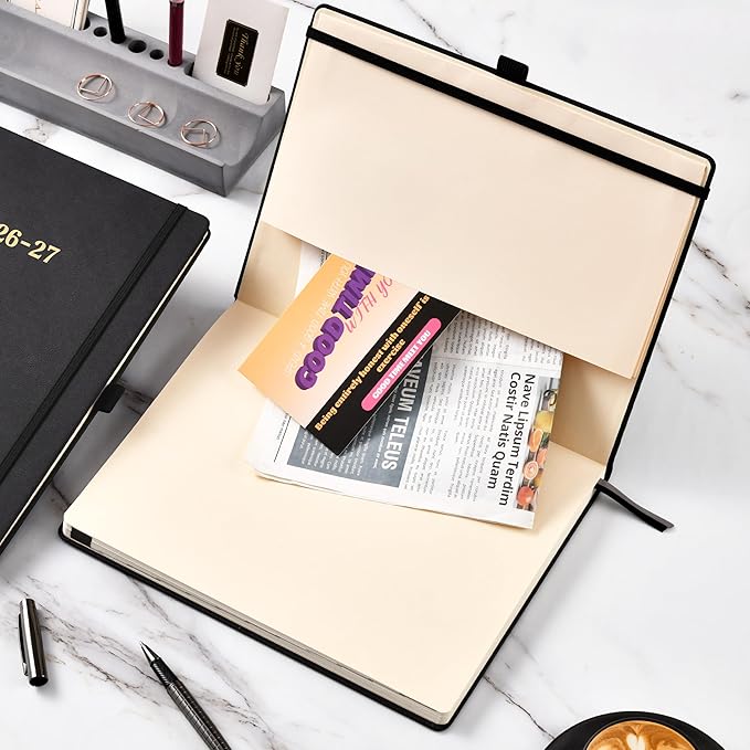 2026-2027 Planner - Weekly and Monthly Planner 2026-2027, Jul.2026 - Jun.2027, 9" x 11", 26-27 Calendar Planner with Inner Pocket + Bookmarks+ Leather Hardcover, Black