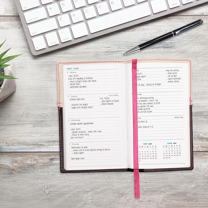 2026 Pocket Planner/Pocket Calendar, 3.5"x6": Includes 14 Months (November 2025 - December 2026) / 2026 Weekly Planner/Weekly Agenda/Monthly Calendar Organizer (Pink/Black)