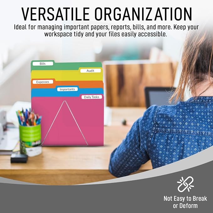 Grey File Folders, 1/3-Cut Tabs, Letter Size, 12-Pack – Durable Office Filing Folders for Documents, Papers, and Organization